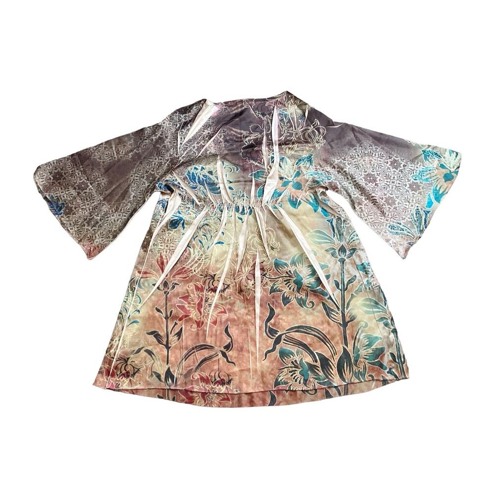 Simply Irresistible Womens Plus 2X Boho Floral Art Tunic Bell Sleeve Top - Picture 3 of 7